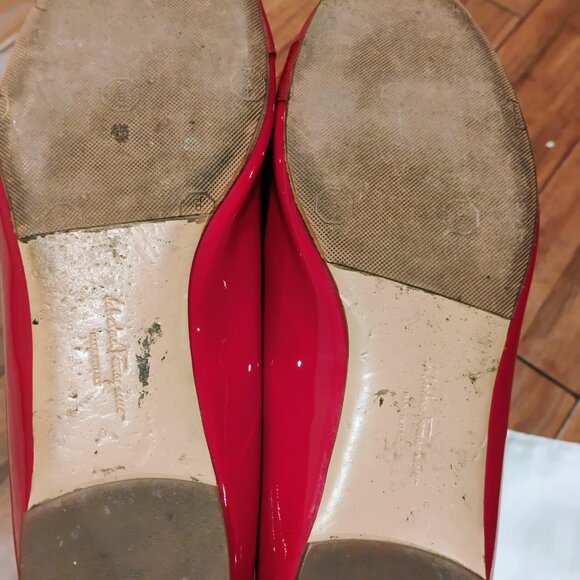 Rosso / red gold Salvatore Ferragamo patent Varina leather Ferragamo Ballet flat - Picture 4 of 7